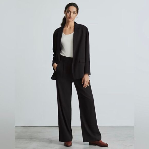EVERLANE The Way High Drape Pant in Black Size 4 NWT Pleated Front Career Prep - Picture 4 of 14